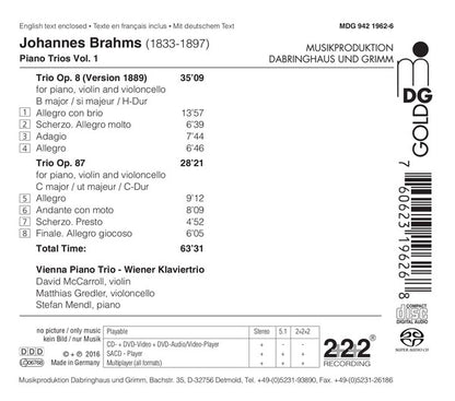 Brahms*, Vienna Piano Trio : Complete Piano Trios Vol. 1 (SACD, Hybrid, Multichannel)