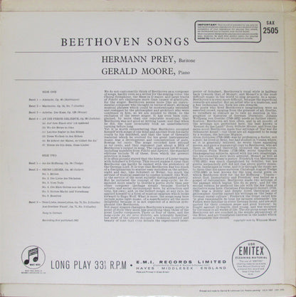 Hermann Prey / Gerald Moore : Beethoven Lieder (LP)