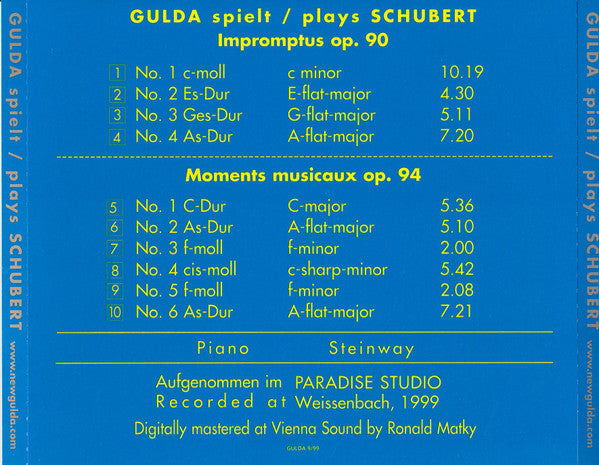 Friedrich Gulda Spielt/Plays Franz Schubert : Impromptus Op. 90, Moments Musicaux Op. 94 (CD, Album)