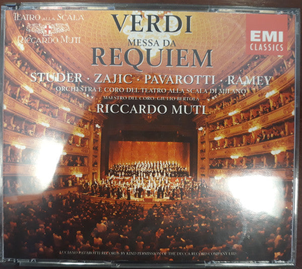 Verdi*, Studer* • Zajic* • Pavarotti* • Ramey*, Orchestra* E Coro Del Teatro Alla Scala Di Milano*, Riccardo Muti : Messa Da Requiem (2xCD, Album, RE)