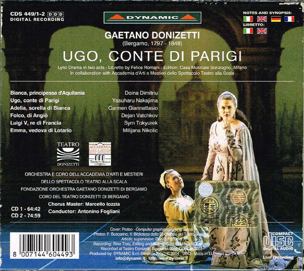Gaetano Donizetti : Doina Dimitriu, Yasuharu Nakaijma, Carmen Giannattasio, Orchestra e Coro Del Teatro Donizetti Di Bergamo*, A.Fogliani* : Ugo Conte di Parigi (2xCD, Album)