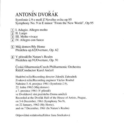 Karel Ančerl, Antonín Dvořák, The Czech Philharmonic Orchestra : Symphony Nr. 9 / My Home / In Natures Realm (CD, Comp, Pre)