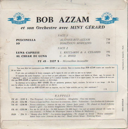 Bob Azzam Et Son Orchestre Avec Miny Gérard : Luna Caprese / Pulcinella / Io / Al Chiar Di Luna (7", EP, RE)