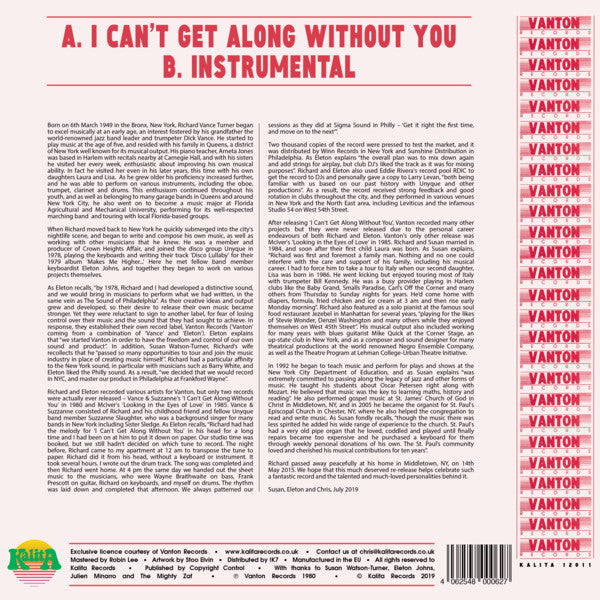 Vance And Suzzanne : I Can't Get Along Without You (12", RE)