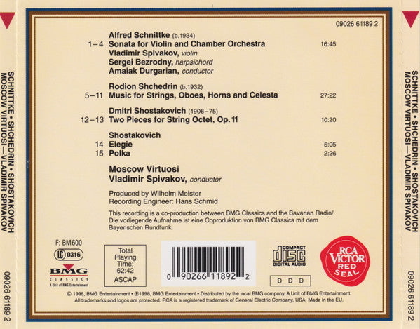 Alfred Schnittke / Родион Щедрин / Dmitri Shostakovich, Vladimir Spivakov, Moscow Virtuosi : Sonata For Violin & Chamber Orchestra (CD)