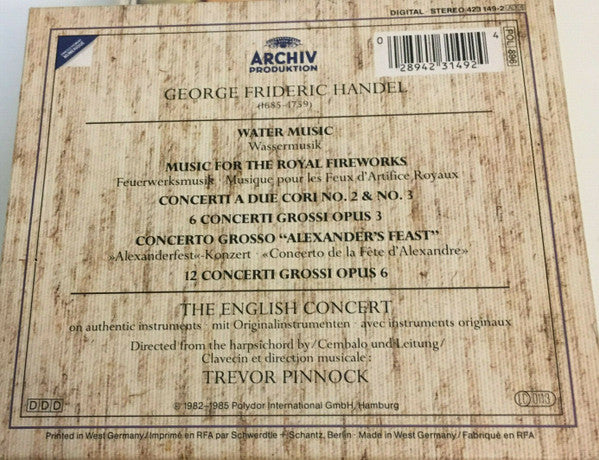 Georg Friedrich Händel, The English Concert, Trevor Pinnock : Orchestral Works (6xCD, Comp + Box, RE, Sli)