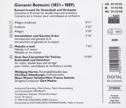 Giovanni Bottesini - Wolfgang Harrer (2), Christian Altenburger, Neue Wiener Solisten, Gerd Meditz : Der Kontrabaß = The Double Bass = La Contrebasse (CD)
