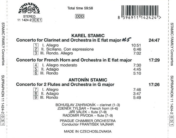 Carl Stamitz, Anton Stamitz, Prague Chamber Orchestra, František Vajnar : Stamic Family Concertos (CD, Album)