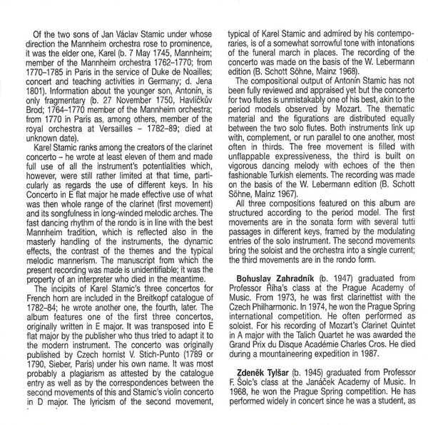 Carl Stamitz, Anton Stamitz, Prague Chamber Orchestra, František Vajnar : Stamic Family Concertos (CD, Album)