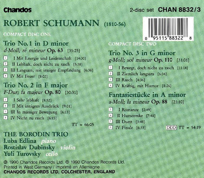 Schumann* - The Borodin Trio* : The Tree Piano Trios; Fantasiestücke Op. 88 (2xCD, Album)