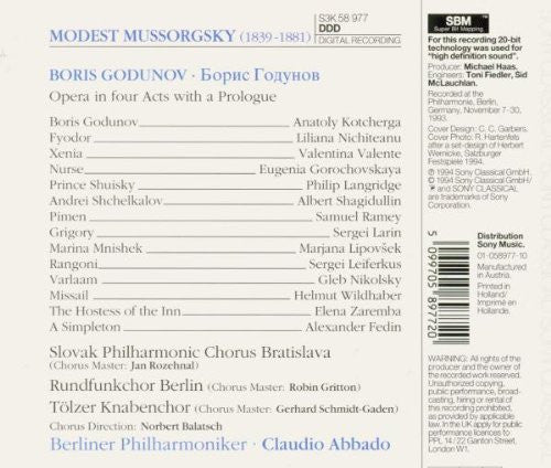 Modest Mussorgsky - Berliner Philharmoniker, Claudio Abbado, Anatoli Kotcherga, Marjana Lipovšek, Samuel Ramey, Sergej Larin, Sergei Leiferkus, Philip Langridge : Boris Godunov (3xCD, Album, Gol + Box)