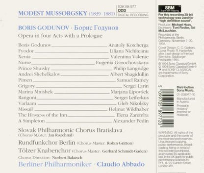 Modest Mussorgsky - Berliner Philharmoniker, Claudio Abbado, Anatoli Kotcherga, Marjana Lipovšek, Samuel Ramey, Sergej Larin, Sergei Leiferkus, Philip Langridge : Boris Godunov (3xCD, Album, Gol + Box)