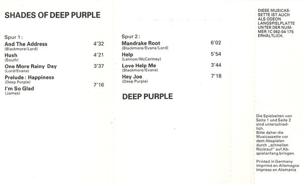 Deep Purple : Shades Of Deep Purple (Cass, Album)