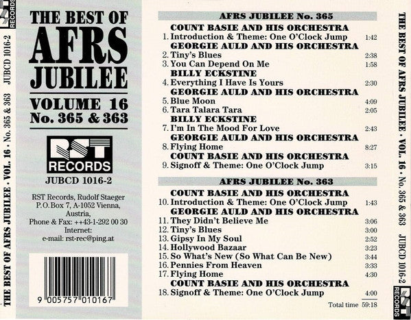 Georgie Auld And His Orchestra : The Best Of AFRS Jubilee Volume 16 No. 365 & 363 (CD, Comp)