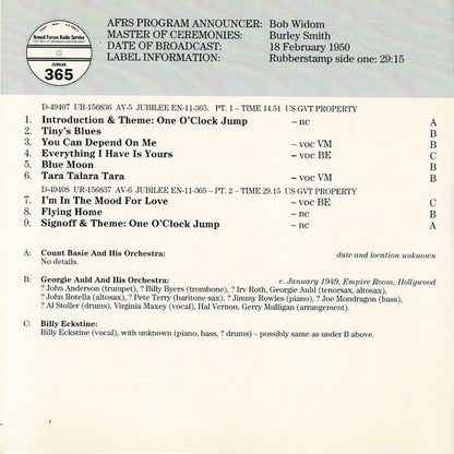 Georgie Auld And His Orchestra : The Best Of AFRS Jubilee Volume 16 No. 365 & 363 (CD, Comp)