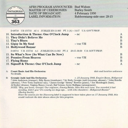 Georgie Auld And His Orchestra : The Best Of AFRS Jubilee Volume 16 No. 365 & 363 (CD, Comp)