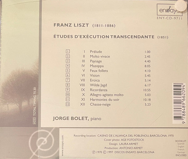 Liszt* / Jorge Bolet : Études D'exécution Transcendante (CD, Album)