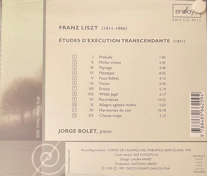 Liszt* / Jorge Bolet : Études D'exécution Transcendante (CD, Album)
