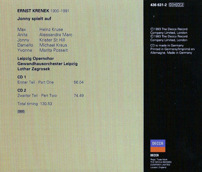 Ernst Krenek - Heinz Kruse, Alessandra Marc, Krister St Hill, Michael Kraus, Marita Posselt, Leipzig Opernchor, Gewandhausorchester Leipzig, Lothar Zagrosek : Jonny Spielt Auf (2xCD + Box, Album)