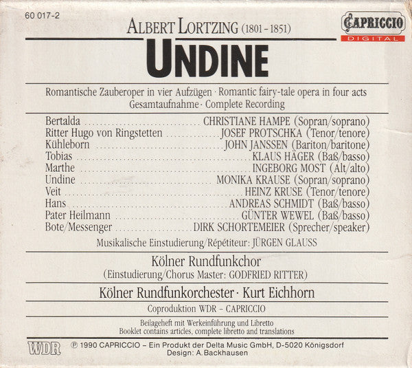 Albert Lortzing, Kölner Rundfunkchor, Kölner Rundfunkorchester*, Kurt Eichhorn : Undine (2xCD)