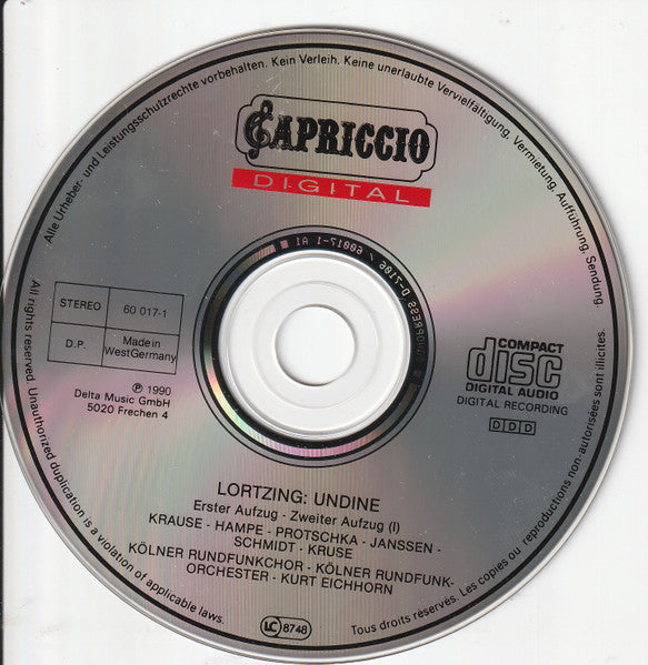 Albert Lortzing, Kölner Rundfunkchor, Kölner Rundfunkorchester*, Kurt Eichhorn : Undine (2xCD)