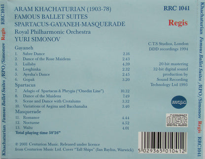 Aram Khatchaturian, Yuri Simonov, Royal Philharmonic Orchestra : Famous Ballet Suites - Spartacus, Gayaneh  (CD)