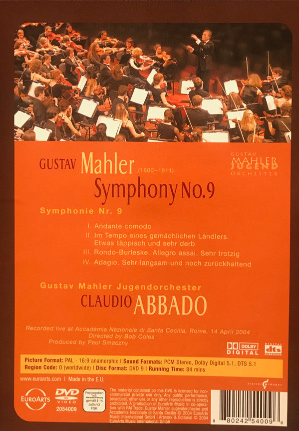 Mahler*, Gustav Mahler Jugendorchester, Claudio Abbado : Symphony No. 9 (DVD-V, PAL)