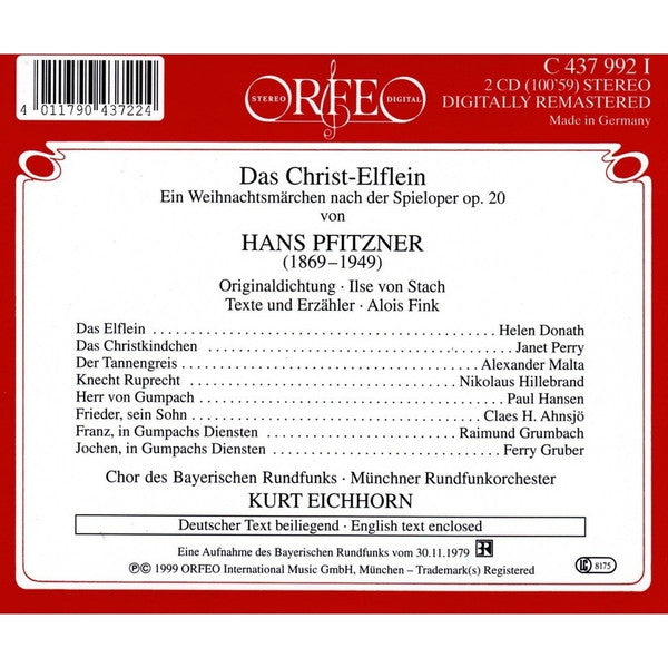 Hans Pfitzner, Helen Donath • Janet Perry • Claes-Håkan Ahnsjö • Alexander Malta • Ferry Gruber • Raimund Grumbach • Nikolaus Hillebrand • Chor Des Bayerischen Rundfunks • Münchner Rundfunkorchester • Kurt Eichhorn : Das Christelflein (2xCD, Album, RM)
