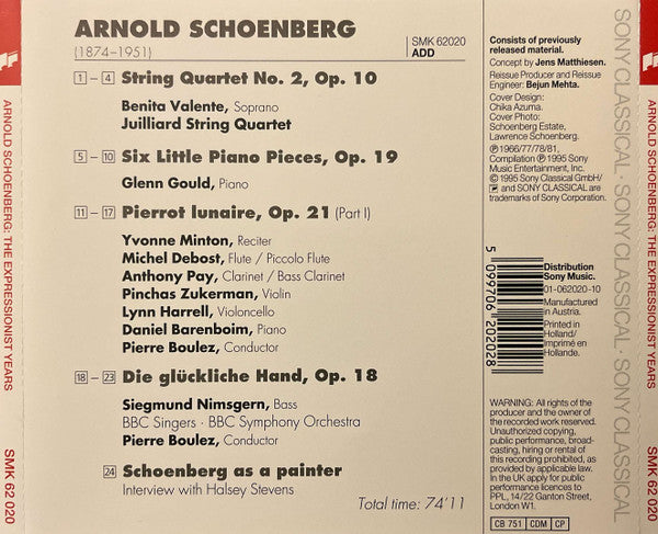 Arnold Schoenberg : The Expressionist Years 1908-1920 (CD, Comp, RE)