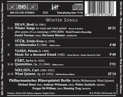 Carl Nielsen • Brett Dean • Pēteris Vasks • Erkki-Sven Tüür • Arvo Pärt - Berlin Philharmonic Wind Quintet, Daniel Norman, Hermann Bäumer : Winter Songs (CD, Album)