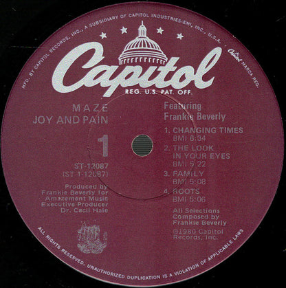 Maze Featuring Frankie Beverly : Joy And Pain (LP, Album, Jac)