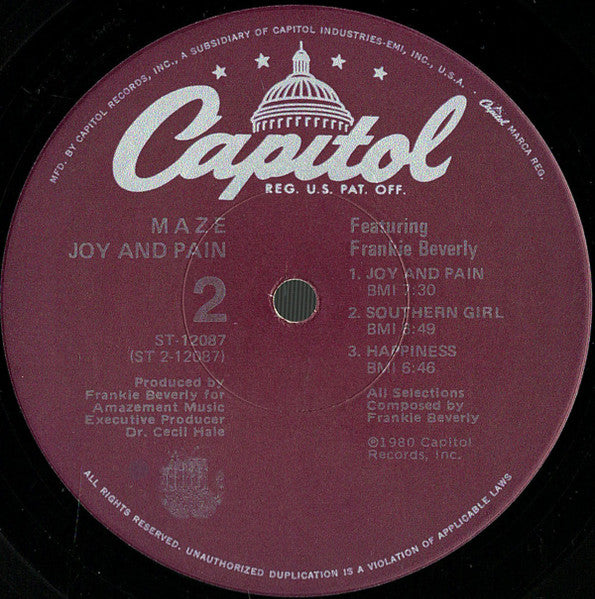 Maze Featuring Frankie Beverly : Joy And Pain (LP, Album, Jac)