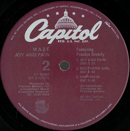 Maze Featuring Frankie Beverly : Joy And Pain (LP, Album, Jac)