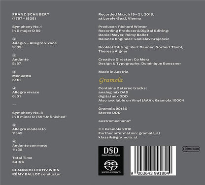 Franz Schubert, Rémy Ballot, Klangkollektiv Wien : Sinfonien 1 & 8 (SACD, Album)