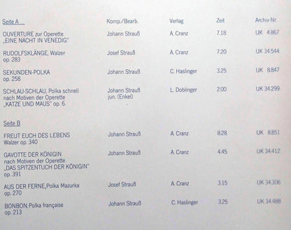 Wiener Johann Strauss Orchestra : ORF Arbeitsplatte JSO/10 (LP, Transcription)