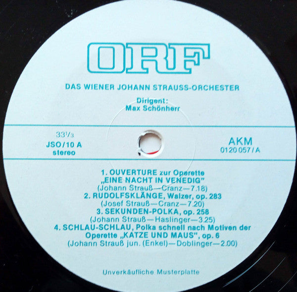 Wiener Johann Strauss Orchestra : ORF Arbeitsplatte JSO/10 (LP, Transcription)