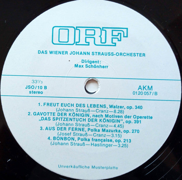 Wiener Johann Strauss Orchestra : ORF Arbeitsplatte JSO/10 (LP, Transcription)