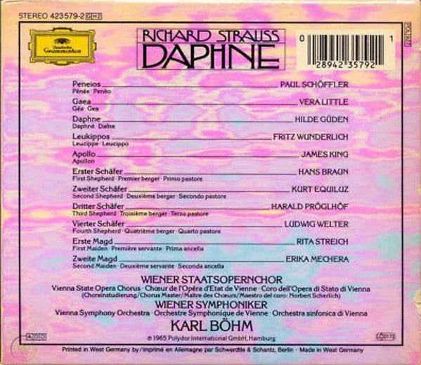 Richard Strauss - Hilde Güden · Fritz Wunderlich · James King (3) · Paul Schöffler · Wiener Staatsopernchor · Wiener Symphoniker · Karl Böhm : Daphne (2xCD, Album, RE, RM + Box, Sli)