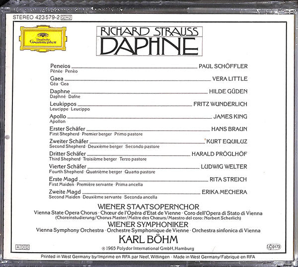 Richard Strauss - Hilde Güden · Fritz Wunderlich · James King (3) · Paul Schöffler · Wiener Staatsopernchor · Wiener Symphoniker · Karl Böhm : Daphne (2xCD, Album, RE, RM + Box, Sli)