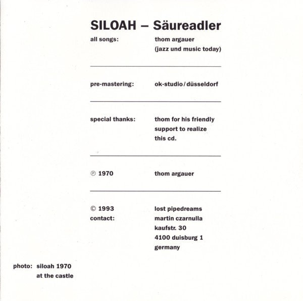 Siloah : Säureadler (CD, Album, RE)