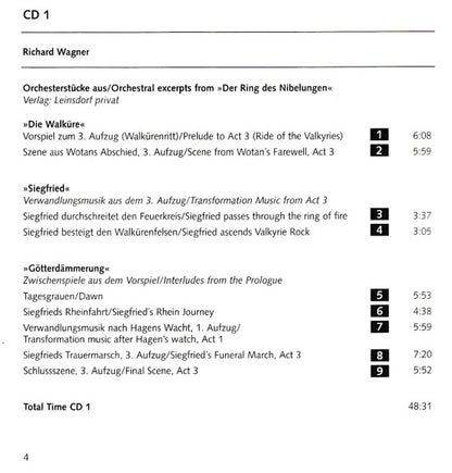 Erich Leinsdorf, Richard Wagner, Arnold Schoenberg, SWR Sinfonieorchester Baden-Baden Und Freiburg : Richard Wagner, Orchestral Excerpts From "Der Ring Der Nibelungen", "Parsifal" / Arnold Schönberg, Chamber Symphony No. 1 (2xCD)