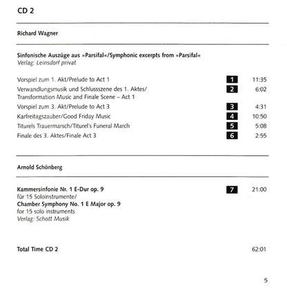 Erich Leinsdorf, Richard Wagner, Arnold Schoenberg, SWR Sinfonieorchester Baden-Baden Und Freiburg : Richard Wagner, Orchestral Excerpts From "Der Ring Der Nibelungen", "Parsifal" / Arnold Schönberg, Chamber Symphony No. 1 (2xCD)