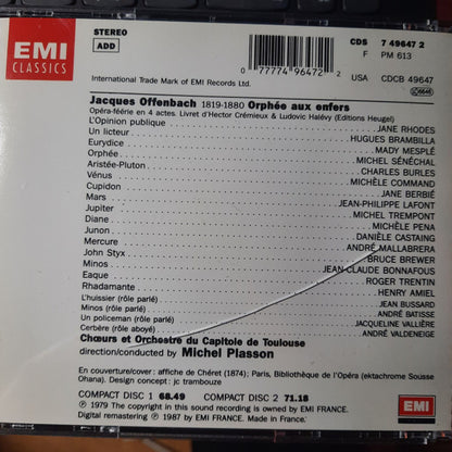 Jacques Offenbach - Mady Mesplé, Jane Rhodes, Jane Berbié, Michel Sénéchal, Charles Burles, Michel Trempont, Orchestre National Du Capitole De Toulouse Et Chœur Du Capitole De Toulouse, Michel Plasson : Orphée Aux Enfers (2xCD, Album, RE, RM + Box, Sli)