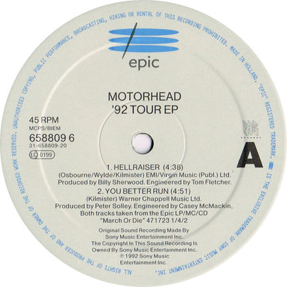 Motörhead : '92 Tour EP (12", EP)