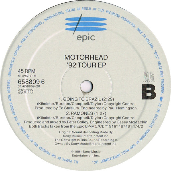 Motörhead : '92 Tour EP (12", EP)