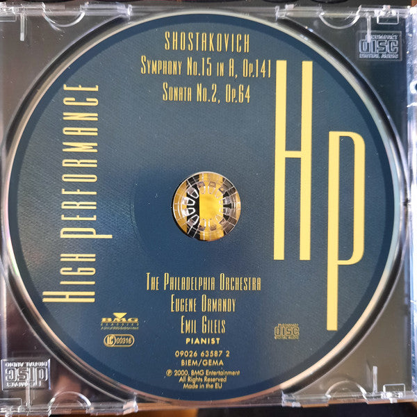 Dmitri Shostakovich - Eugene Ormandy - The Philadelphia Orchestra - Emil Gilels : Symphony No. 15 • Sonata No.2 (CD, Album, RM)