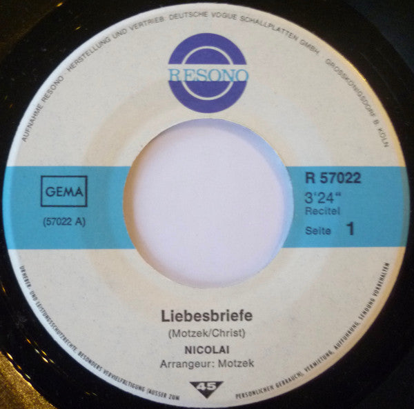 Nicolai (10) : Liebesbriefe (7", Single)