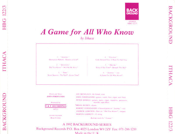 Ithaca : A Game For All Who Know (CD, Album, RE, MPO)