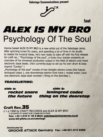 Alex Is My Bro : Psychology Of The Soul (12", W/Lbl)
