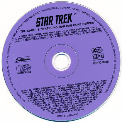 Alexander Courage : Original Television Soundtrack Star Trek From The Original Pilots "The Cage" & "Where No Man Has Gone Before" (CD, Album)